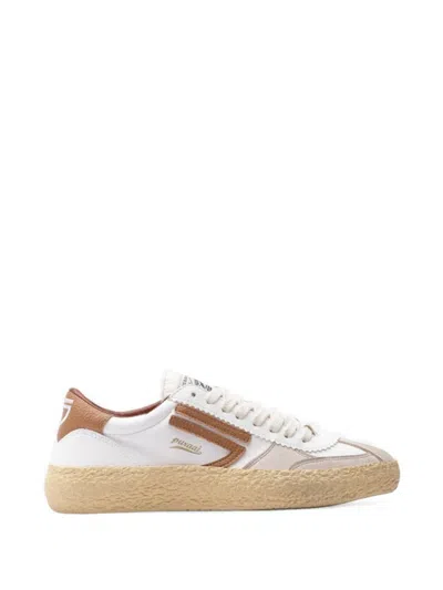 Puraai Panelled Leather Sneakers In White