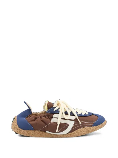 Puraai Panelled Logo-patch Sneakers In Brown