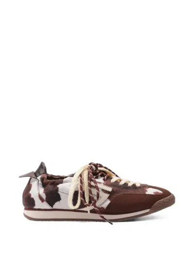 Puraai Panther Cow-print Sneakers In Brown