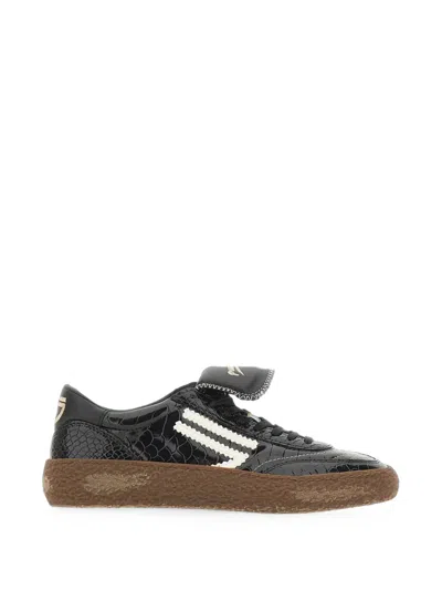 Puraai Polly Tab Crocodile-effect Polly Tab Sneakers In Black