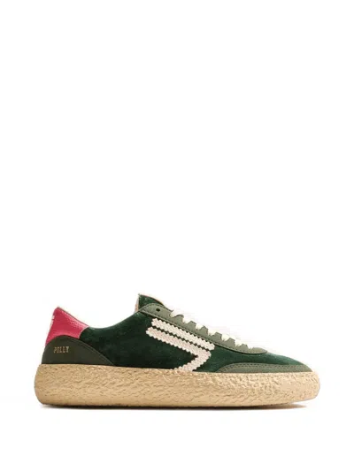 Puraai Velvet Panelled Sneakers In Green