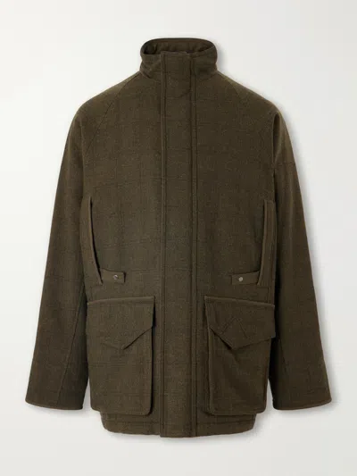 Purdey Checked Wool-tweed Field Coat In Green