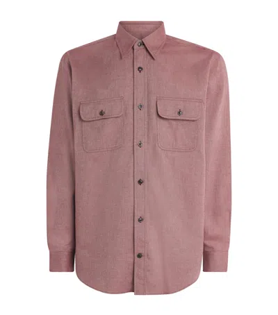 Purdey Cotton Double Pocket Shirt In Pink