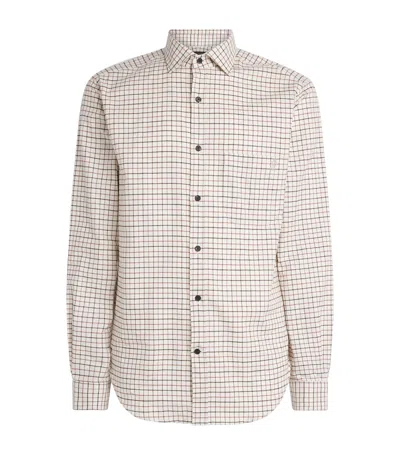 Purdey Cotton Tattersall Shooting Shirt In White