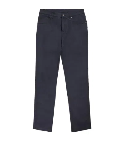 Purdey Cotton-blend Five-pocket Trousers In Blue