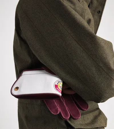 Purdey Deer Skin Suede Qatar Falconry Glove In Burgundy