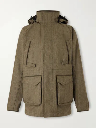 Purdey Hooded Shell-tweed Field Jacket In Green