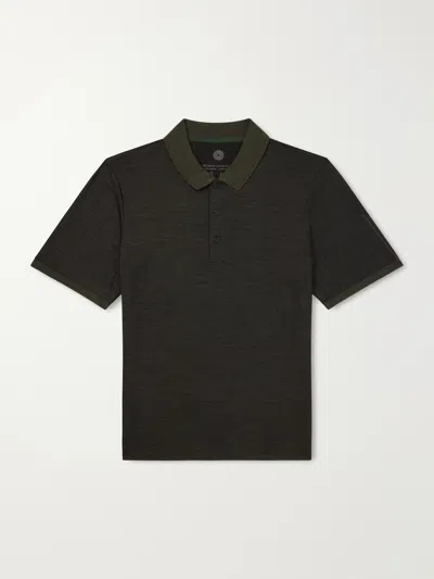 Purdey Merino Wool And Lyocell-blend Piqué Polo Shirt In Green