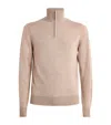 Purdey Merino Wool Linton Quarter-zip Sweater In Beige