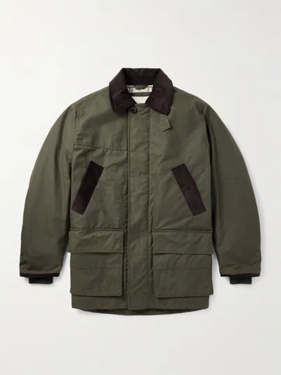 Purdey Pembroke Corduory-trimmed Cotton-canvas Coat In Green