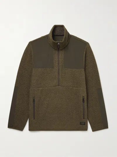 Purdey Shell-trimmed Bouclé Half-zip Jacket In Green