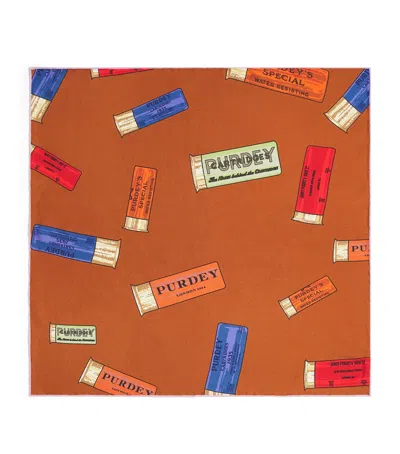 Purdey Silk Cartridge Pocket Square In Orange