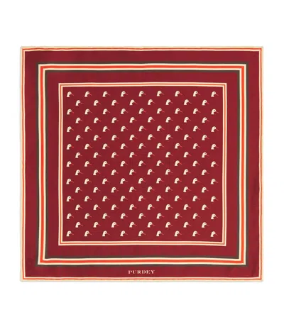 Purdey Silk Dapper Duck Pocket Square In Red