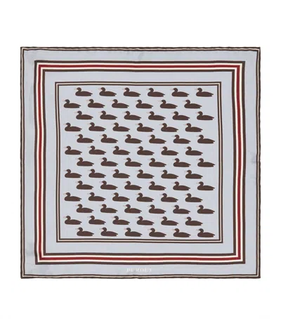 Purdey Silk Duck Decoy Pocket Square In White