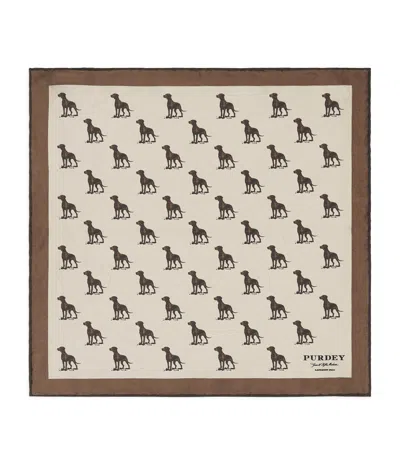 Purdey Silk Gun Dog Pocket Square In Brown