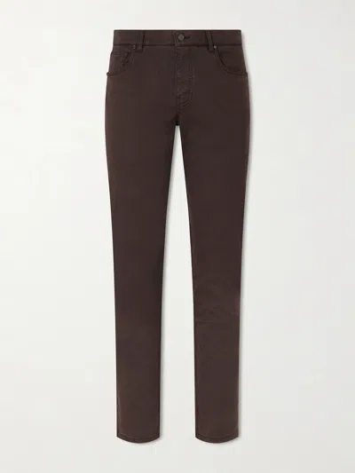 Purdey Slim-fit Straight-leg Cotton-blend Twill Trousers In Green