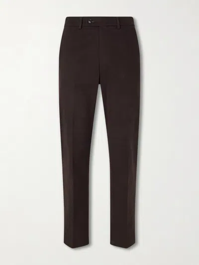 Purdey Straight-leg Stretch Cotton-twill Trousers In Brown