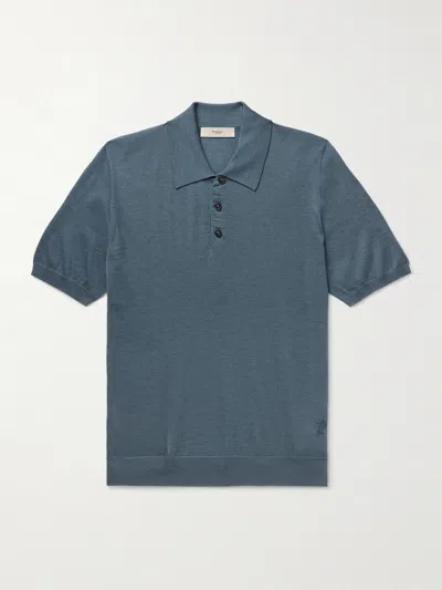 Purdey Tantallon Slim-fit Merino Wool Polo Shirt In Blue