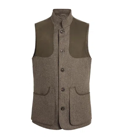 Purdey Tweed Lightweight Gilet In Brown
