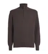 Purdey Wool-cashmere Quarter-zip Clifford Sweater In Brown