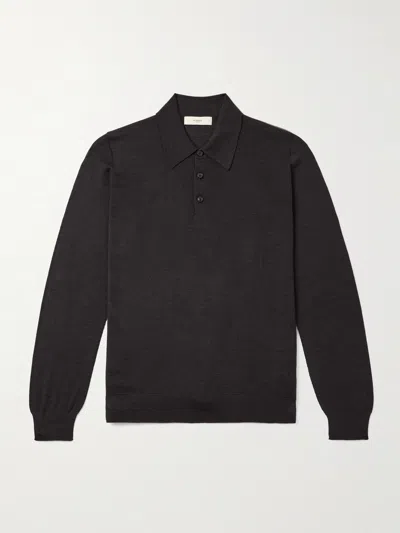 Purdey Wool Polo Shirt In Black