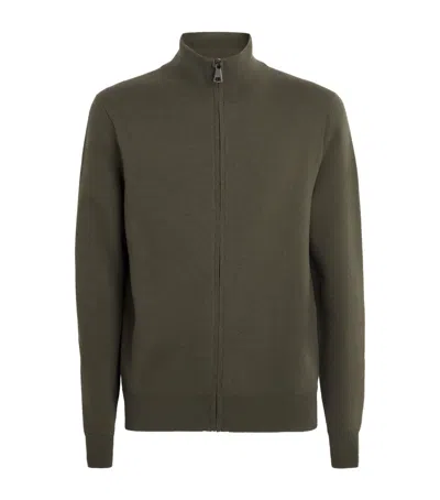 Purdey Wool Technical Zip Cardigan In Green