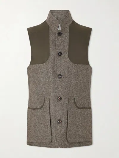 Purdey Tweed Lightweight Gilet In Brown