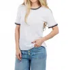 Pure Amici Ali Whipstitch Tee In White/black In White