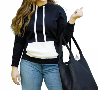 Pure Amici Block Pullover Hoodie In Black In Blue