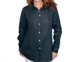 Pure Amici Button Down Linen Shirt In Black In Blue
