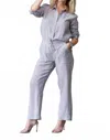Pure Amici Crop Linen Pants In Silver In Gray