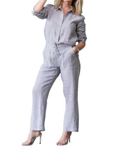 Pure Amici Crop Linen Pants In Silver In Gray