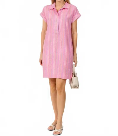 Pure Amici Ivonne Stripe Linen Dress In Petal In Pink