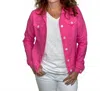 Pure Amici Linen Jean Jacket In Petal In Pink