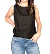 Pure Amici Linen Tank In Black In Black