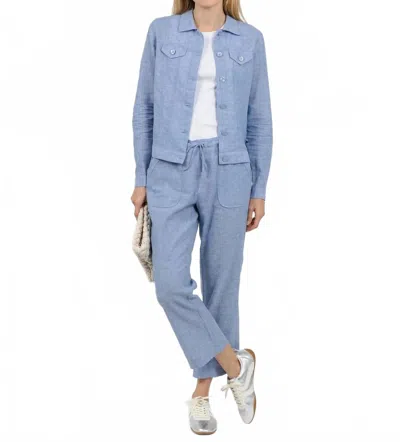Pure Amici Lumila Linen Jacket In Water In Blue