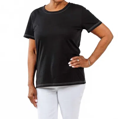 Pure Amici Short Sleeve Crew Tee W/ Lurex In Black