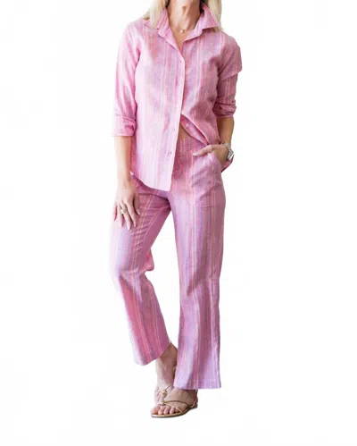 Pure Amici Vee Flared Leg Pant In Petal In Pink
