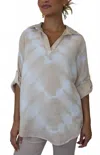 Pure Amici Women's Polo Collar Tunic Top In Sand In Multi