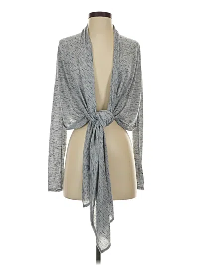 Pre-owned Pure And Good Long Sleeve Top Gray Plunge Neckline Tops