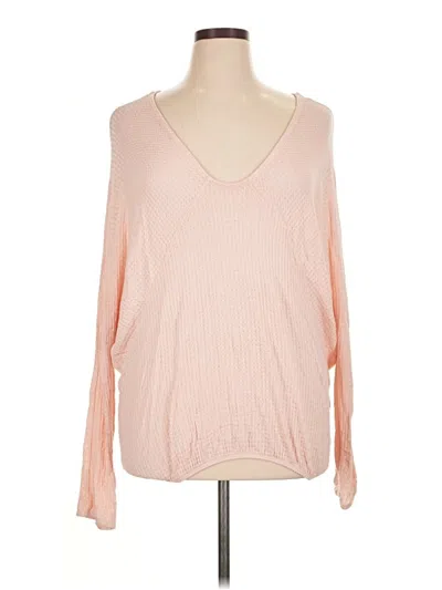Pre-owned Pure And Good Long Sleeve Top Pink V-neck Tops