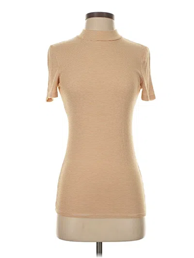 Pre-owned Pure And Good Short Sleeve Top Tan Turtleneck Tops