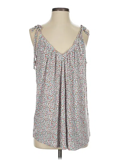 Pre-owned Pure And Good Tank Top Silver Floral Pattern V-neck Tops
