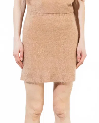 Pure Cashmere Brushed Cashmere Skirt In Camel In Brown