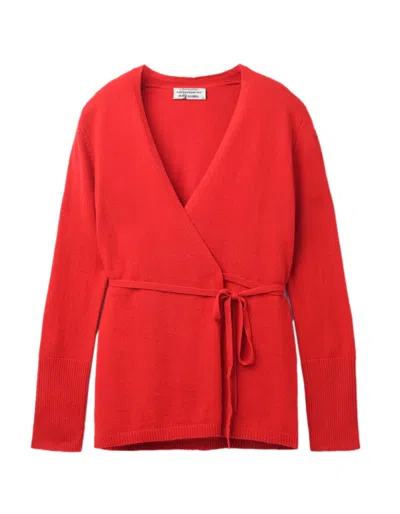 Pure Cashmere Women's Wrap Cardigan In Lipstick Red