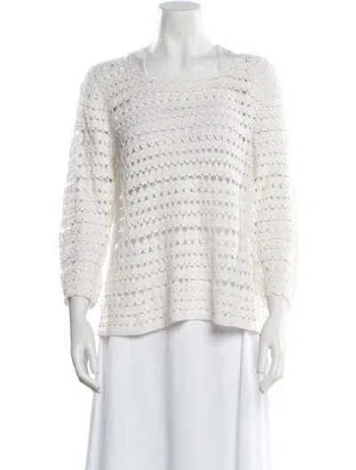 Pre-owned Pure Collection Bamboo Bateau Neckline Sweater In White