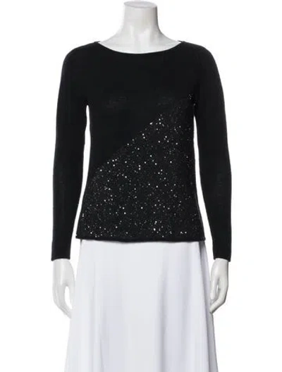 Pre-owned Pure Collection Cashmere Bateau Neckline Sweater In Black