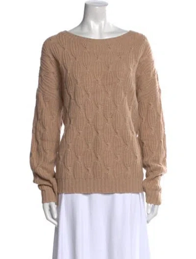 Pre-owned Pure Collection Cashmere Bateau Neckline Sweater In Neutral