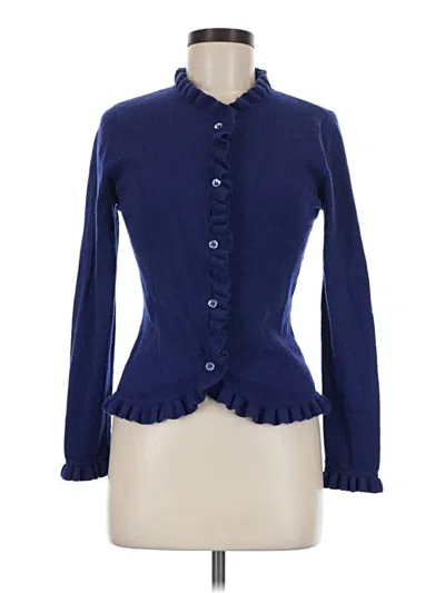 Pre-owned Pure Collection Cashmere Cardigan Sweater In Blue