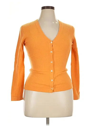 Pre-owned Pure Collection Cashmere Cardigan Sweater In Orange
